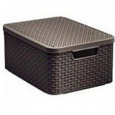Kaste ar vāku Style M 39,3x29,3x18,7cm tumši brūna